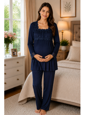 Effortt 2403 Lacivert Lohusa Pijama Takım